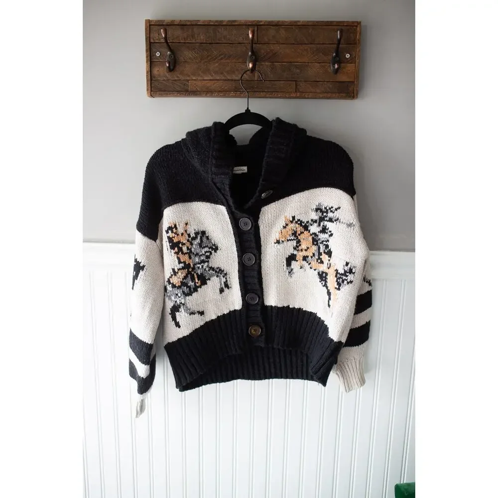 Anthropologie Pilcro Horse Graphic Cardigan Sweater Medium - Picture 4 of 6